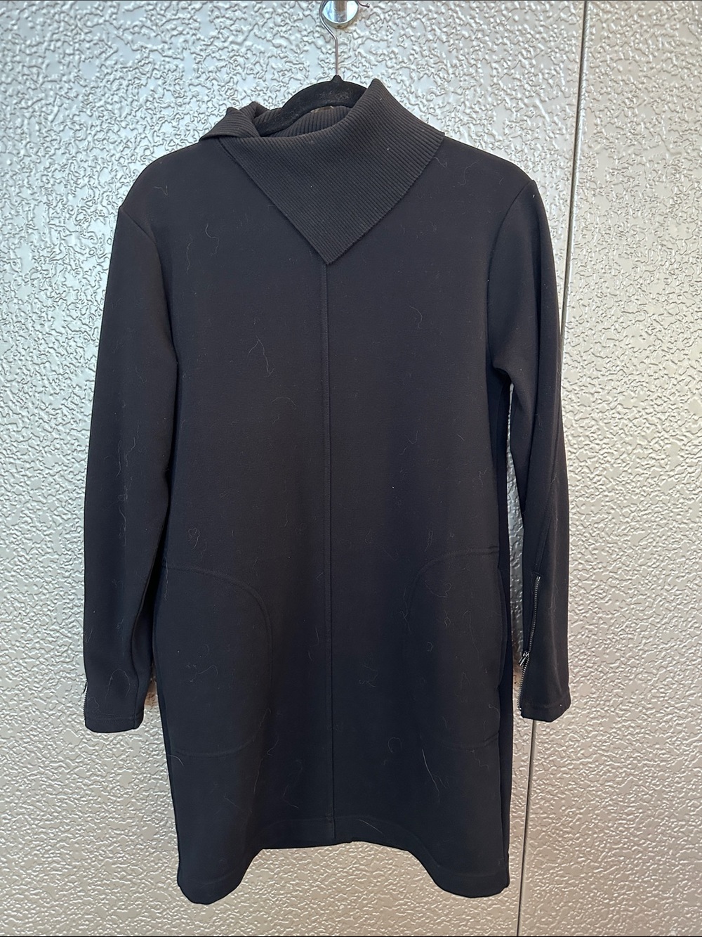 Black Funnel Neck Long Sleeve Tunic